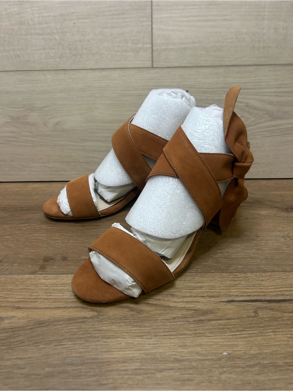 Signature by Journee Collection Womens Hether Brown Suede Block Heel Sandal Sz 8
